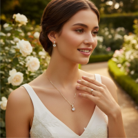 CZ COLLECTION  - CLASSIC CRYSTAL NECKLACE SET - CZNK18 GOLD 