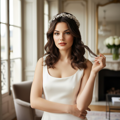 ATHENA COLLECTION - EXQUISITE GARLAND HEADBAND - AHB186 SILVER 