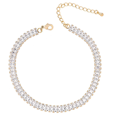 CUBIC ZIRCONIA COLLECTION - SHIMMERING GOLD ANKLET - AK3 GOLD 