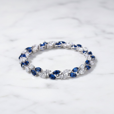 CUBIC ZIRCONIA COLLECTION - CRYSTAL ALLURE BRACELET - CZBR171 SAPPHIRE