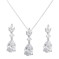 CUBIC ZIRCONIA COLLECTION - SIMPLY SPARKLE NECKLACE SET  - CZNK241 SILVER