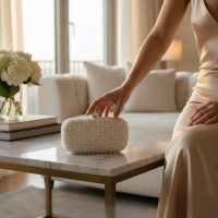 LUXE PEARL CLUCTH BAG - IVORY