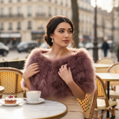 Marabou Feather Wrap - Dusky Pink (SG5)