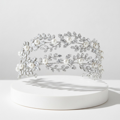 CUBIC ZIRCONIA COLLECTION - ENCHANTING PEARL HEADPIECE - AHB117 