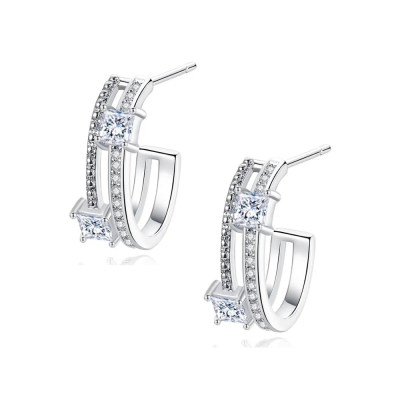 CUBIC ZIRCONIA COLLECTION - CRYSTAL CHIC EARRINGS - CZER773 SILVER 