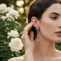 CUBIC ZIRCONIA COLLECTION - CRYSTALLURE BUTTERFLY EARRINGS - AMETHYST - CZER962