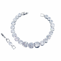 CUBIC ZIRCONIA COLLECTION - GLAM STATEMENT BRACELET - BR180 SILVER 