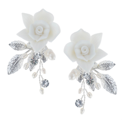 ATHENA COLLECTION - STARLET FLOWER EARRINGS - CZER724 SILVER 