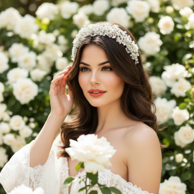 ATHENA COLLECTION - EXQUISITE PEARL CLUSTER HEADPIECE - AHB191 SILVER 