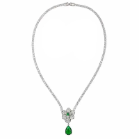 CUBIC ZIRCONIA COLLECTION - VINTAGE INSPIRED NECKLACE SET - CZNK246 EMERALD 