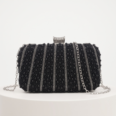 ATHENA COLLECTION - CHIC PEARL CLUTCH BAG - JET 