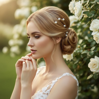 ATHENA COLLECTION - WHITE HAIR PIN SET - PIN73 SILVER