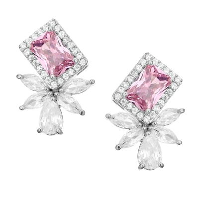 CUBIC ZIRCONIA COLLECTION - STARLET DAZZLE EARRINGS - CZER737 PINK