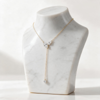 CUBIC ZIRCONIA COLLECTION - EXQUISITE DIAMOND DROP NECKLACE - GOLD