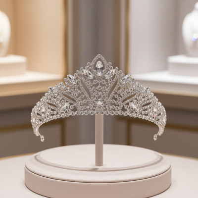 ATHENA COLLECTION - DAZZLING CRYSTAL TIARA-  AHB201SILVER 