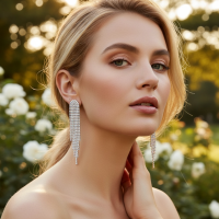 ATHENA COLLECTION - CRYSTAL DROP EARRINGS - CZER951 SILVER 