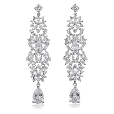 CUBIC ZIRCONIA COLLECTION - STUNNING STARLET EARRINGS - CZR679 SILVER