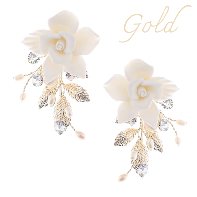 ATHENA COLLECTION - STARLET FLOWER EARRINGS - CZER724 GOLD 