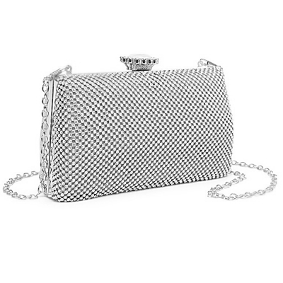 ATHENA COLLECTION - STARLET GLAM CLUTCH BAG - SILVER