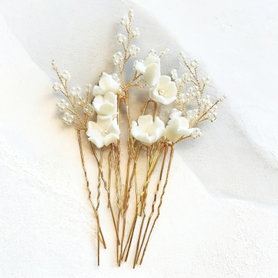 ATHENA COLLECTION - EXQUISITE BOUQUET HAIR PIN SET - (PIN 83) GOLD