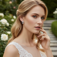 CUBIC ZIRCONIA COLLECTION - DAINTY CRYSTAL EARRING - CZER953 SILVER  