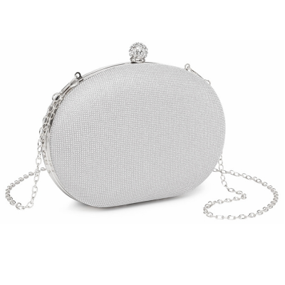 ATHENA COLLECTION - SHIMMERING CRYSTAL CLUTCH BAG - SILVER