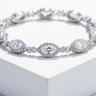 CUBIC ZIRCONIA COLLECTION - STYLISH STARLET BRACELET - BR183 SILVER