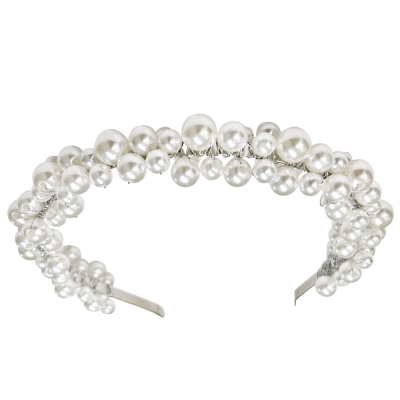 ATHENA COLLECTION - CHIC PEARL HEADBAND - AHB195 SILVER