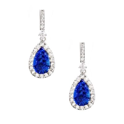 CUBIC ZIRCONIA COLLECTION - CRYSTAL SHIMMER EARRINGS - SAPPHIRE CZER760 