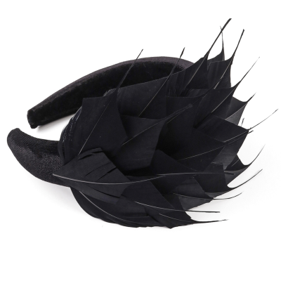 ATHENA COLLECTION - LUXE FEATHER HEADBAND - BLACK