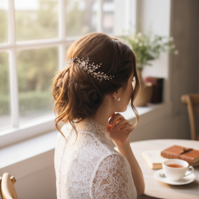 ATHENA COLLECTION - VINTAGE SPRAY HAIR COMB - HC287 SILVER 