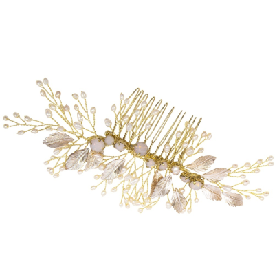 ATHENA COLLECTION - EXQUISITE FRESHWATER PEARL COMB - HC238 GOLD