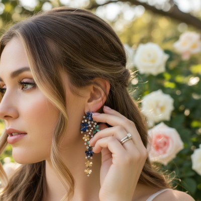 CUBIC ZIRCONIA COLLECTION - EXQUISITE WATERFALL EARRINGS - CZER912 MULTI