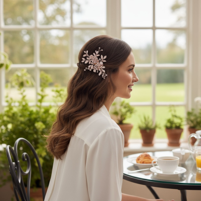 ATHENA COLLECTION - FLORAL ROMANCE HEADPIECE- HC222 ROSE GOLD 