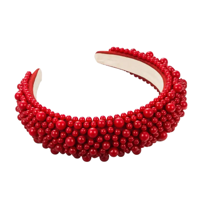 ATHENA COLLECTION - LUXE PEARL HEADBAND - AHB166 RED