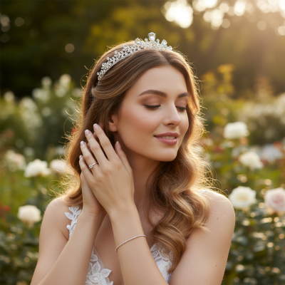 ATHENA COLLECTION - CHIC CRYSTAL TIARA - AHB27 SILVER 