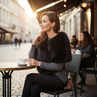 ATHENA COLLECTION - FAUX FUR STOLE - BLACK