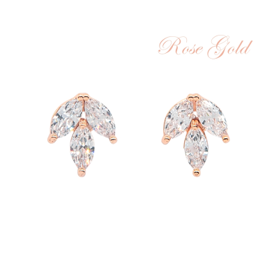 CUBIC ZIRCONIA COLLECTION - DAINTY GEM EARRINGS -CZER623 ROSE GOLD 