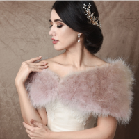 VINTAGE INSPIRED MARABOU FEATHER STOLE - BLUSH PINK (SG1)