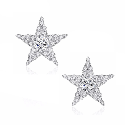 CUBIC ZIRCONIA COLLECTION - SHIMMERING STAR EARRINGS - CZER770 SILVER 