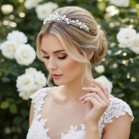 ATHENA COLLECTION - DAINTY PEARL TIARA - AHB246 SILVER