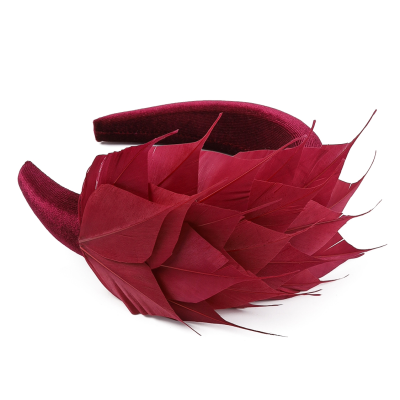 ATHENA COLLECTION - LUXE FEATHER HEADBAND - WINE
