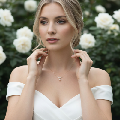 STERLING SILVER COLLECTION - CHIC PEARL DROP NECKLACE - CZNK262 925 SILVER