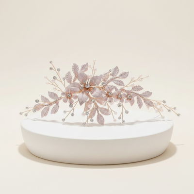 ATHENA COLLECTION - EXQUISITE CRYSTAL HEADPIECE - HC289 BLUSH PINK 