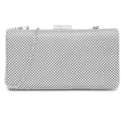 ATHENA COLLECTION - GLITZY GLAM CRYSTAL CLUTCH - SILVER