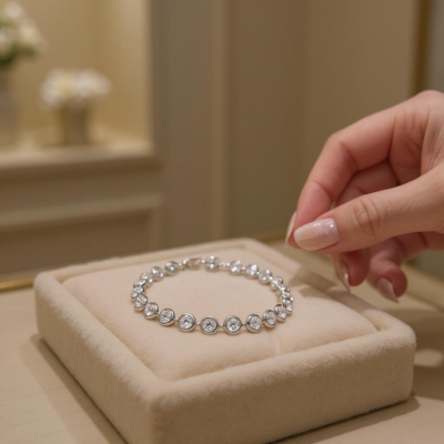 CUBIC ZIRCONIA COLLECTION - CRYSTAL SPARKLE BRACELET - BR172 SILVER 