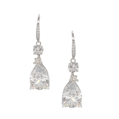 CUBIC ZIRCONIA COLLECTION - DAZZLING STARLET EARRINGS - CZER667 SILVER