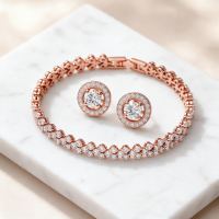 CUBIC ZIRCONIA COLLECTION - GLITZY ROSE GOLD BRACELET SET - 1 (RG)