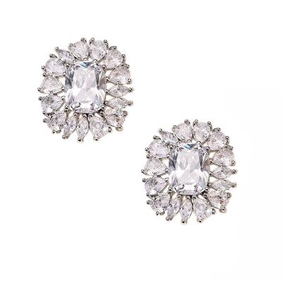 CUBIC ZIRCONIA COLLECTION - ENCHANTMENT SPARKLE EARRINGS - CZER684 SILVER 