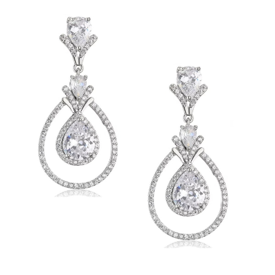 CUBIC ZIRC0NIA COLLECTION - GATBY EXTRAVAGANCE EARRINGS - CZER683 SILVER